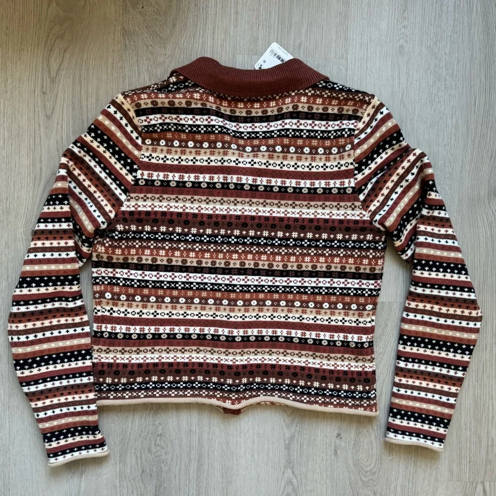 NWT FREE PEOPLE Oak and Pine Brown Black Women's Cardigan Sweater Size XL